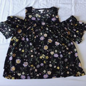 Lauren Conrad floral cold shoulder top size L